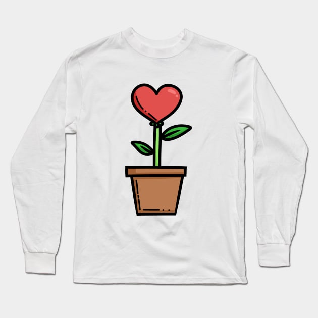 Love Heart Flower Long Sleeve T-Shirt by KammyBale